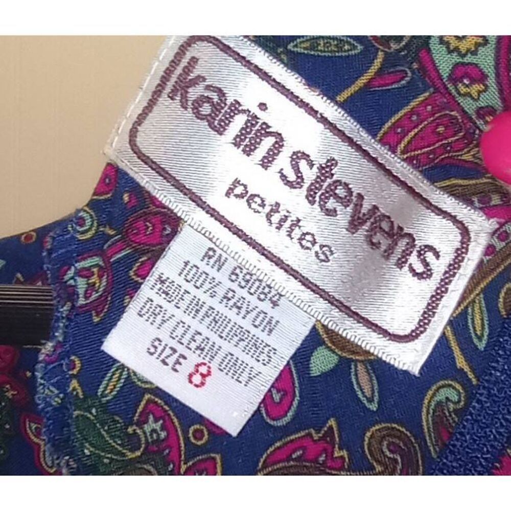 Vintage' 80s Karin Stevens petites Paisley long dress, granny core, cottage core - Picture 8 of 10